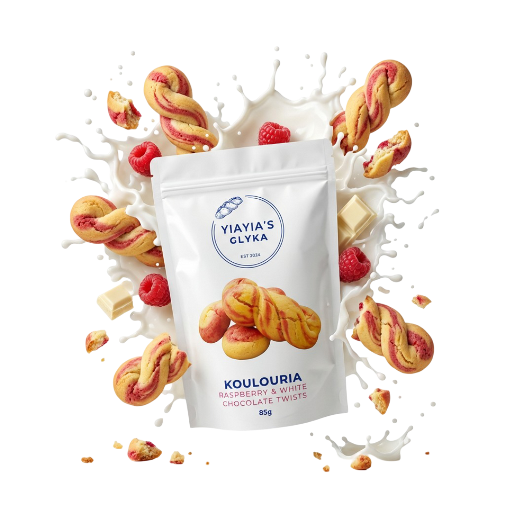 KOULOURIA (RASPBERRY & WHITE CHOCOLATE TWISTS)