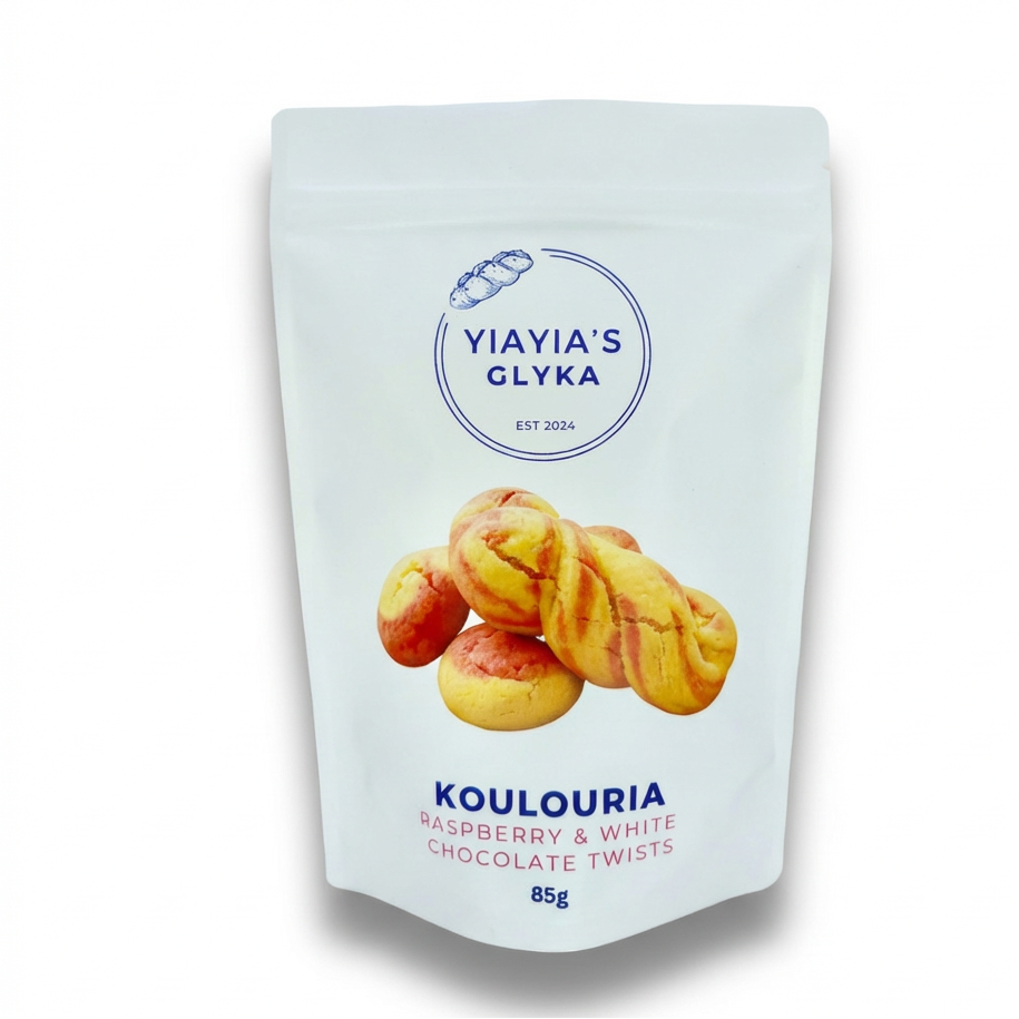 KOULOURIA (RASPBERRY & WHITE CHOCOLATE TWISTS)